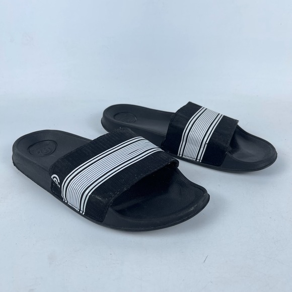 c9 By Champion Cala Slide Sandals Unisex Kids Size 8 Black White Striped Slip On - Picture 1 of 10